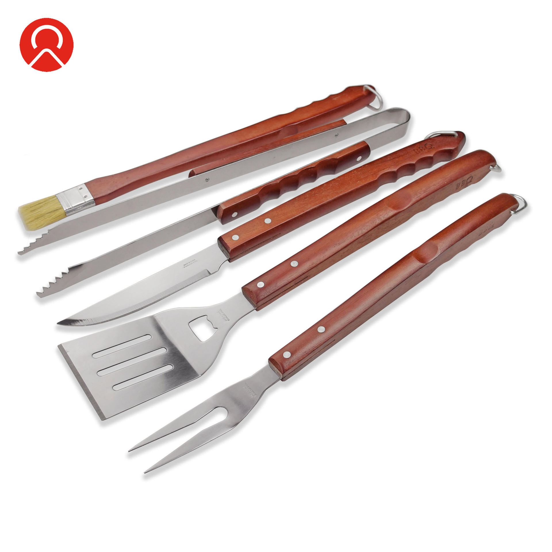 户外家庭不锈钢烧烤工具套装 bbq烤具5件套 不锈钢烤具组合5件套