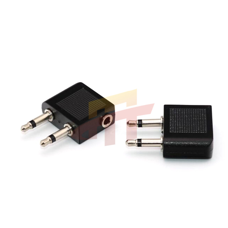 5单音飞机插头航空耳机插头一分二转换插头3.5公转母音频转接头