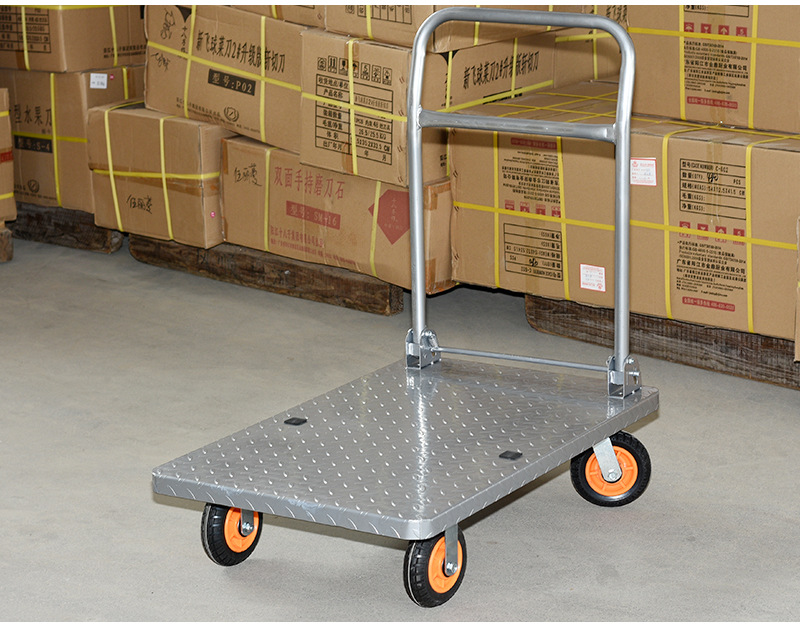 加厚钢板手推车折叠家用平板车拖车搬运车推货车载重王拉货小推车