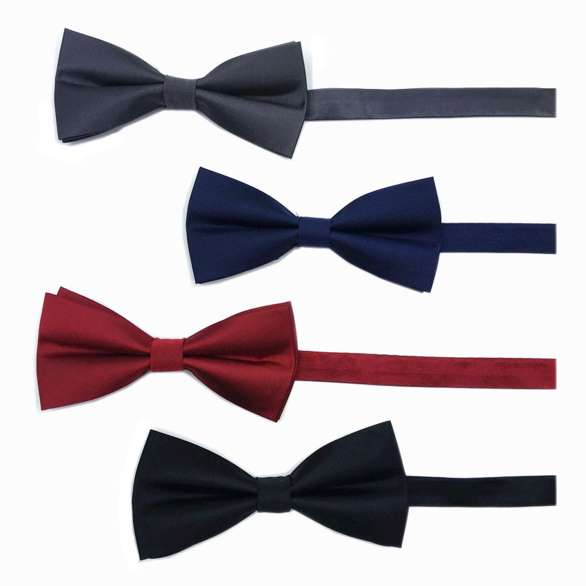 厂家供货男士结婚领结双层平角蝴蝶结哑光真丝纯色领花现货批发