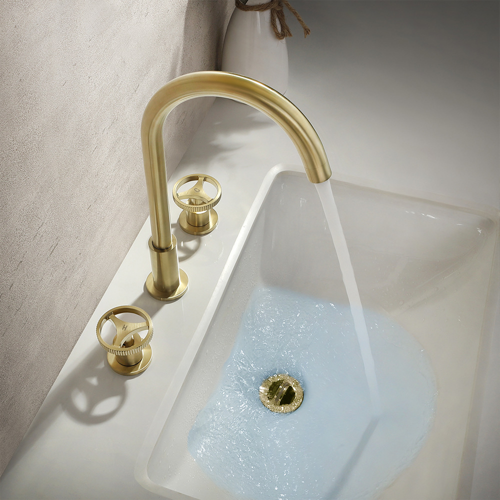 源头厂家 全铜分体式面盆水龙头工业风旋转阳台浴室台盆式三件套