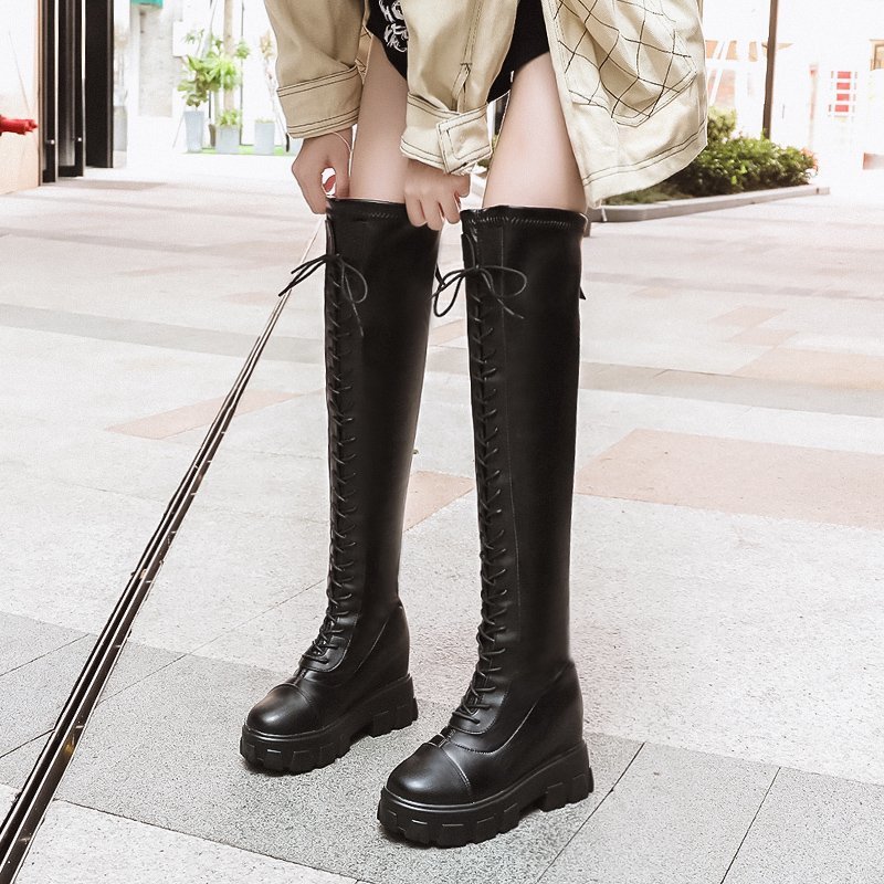 长靴女过膝2020年秋冬季新款厚底高筒靴内增高百搭英伦显瘦骑士靴
