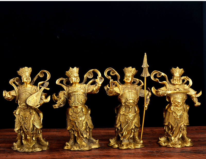 纯铜四大天王佛像摆件铜四大金刚护法神像家居佛堂供奉摆设工艺品