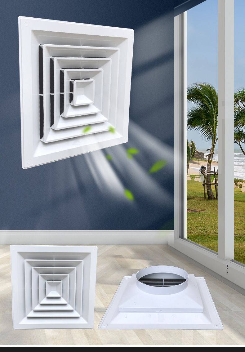 加工定制可拆abs方形散流器铝合金出风口新风系统排风圆形散流器