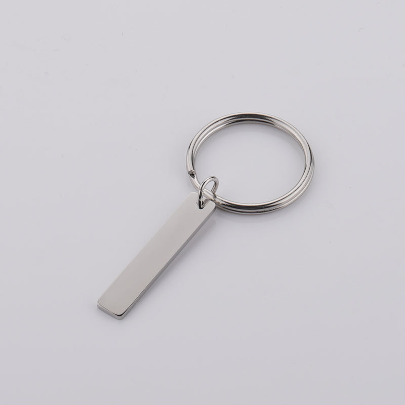 镜面抛光不锈钢长条吊牌钥匙扣 光面可刻字定制钥匙扣挂件多规格