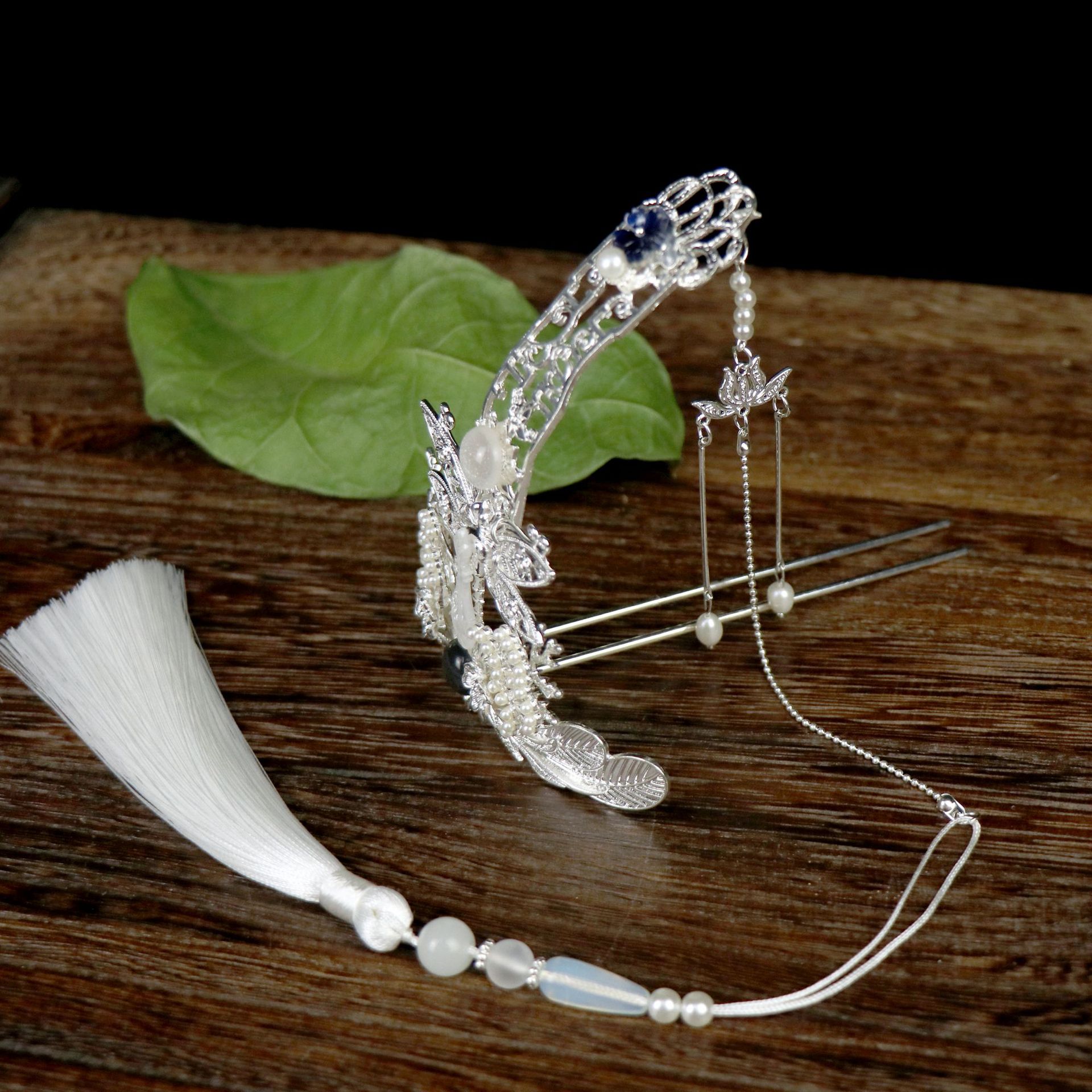 贰玥新品发冠 汉服男女束发流苏飘带发插头饰古装饰品仙【惊风】