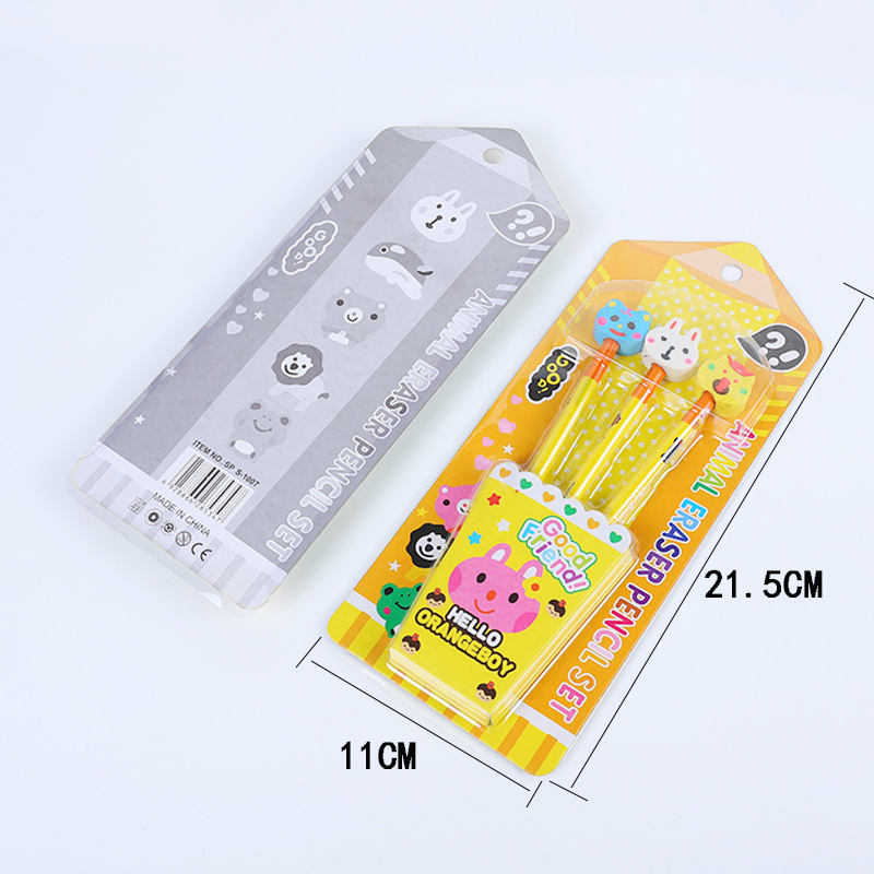 Korean Style Creative Stationery Set Cartoon Eraser Pencil Combination Stationery Children's Gift Student Studying Stationery