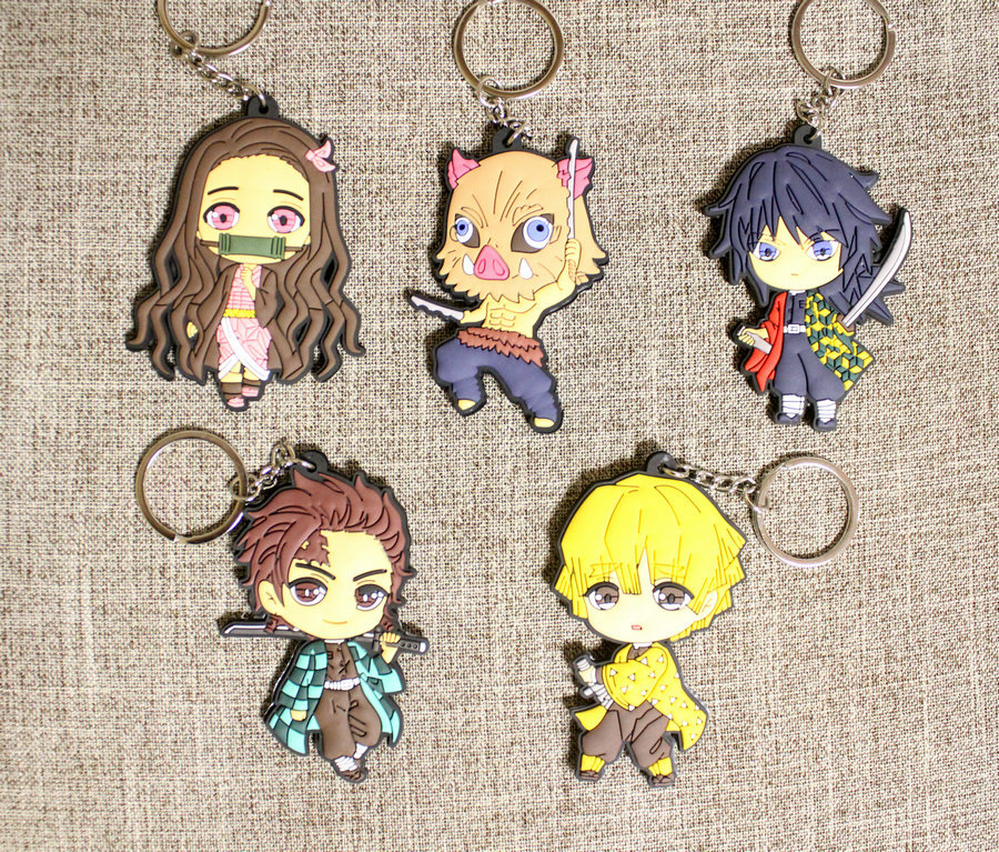 鬼灭之刃灶门炭治郎祢豆子动漫钥匙扣双面钥匙圈硅胶卡通挂件