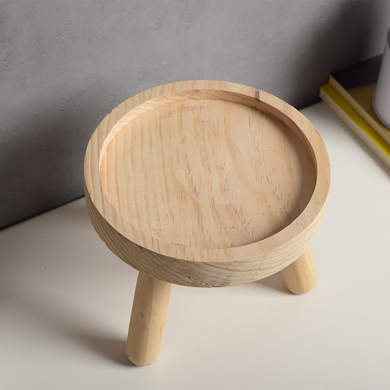 花盆木质底座 室内桌面小型花托 花盆底座托盘花盆架 木质花架子-阿里