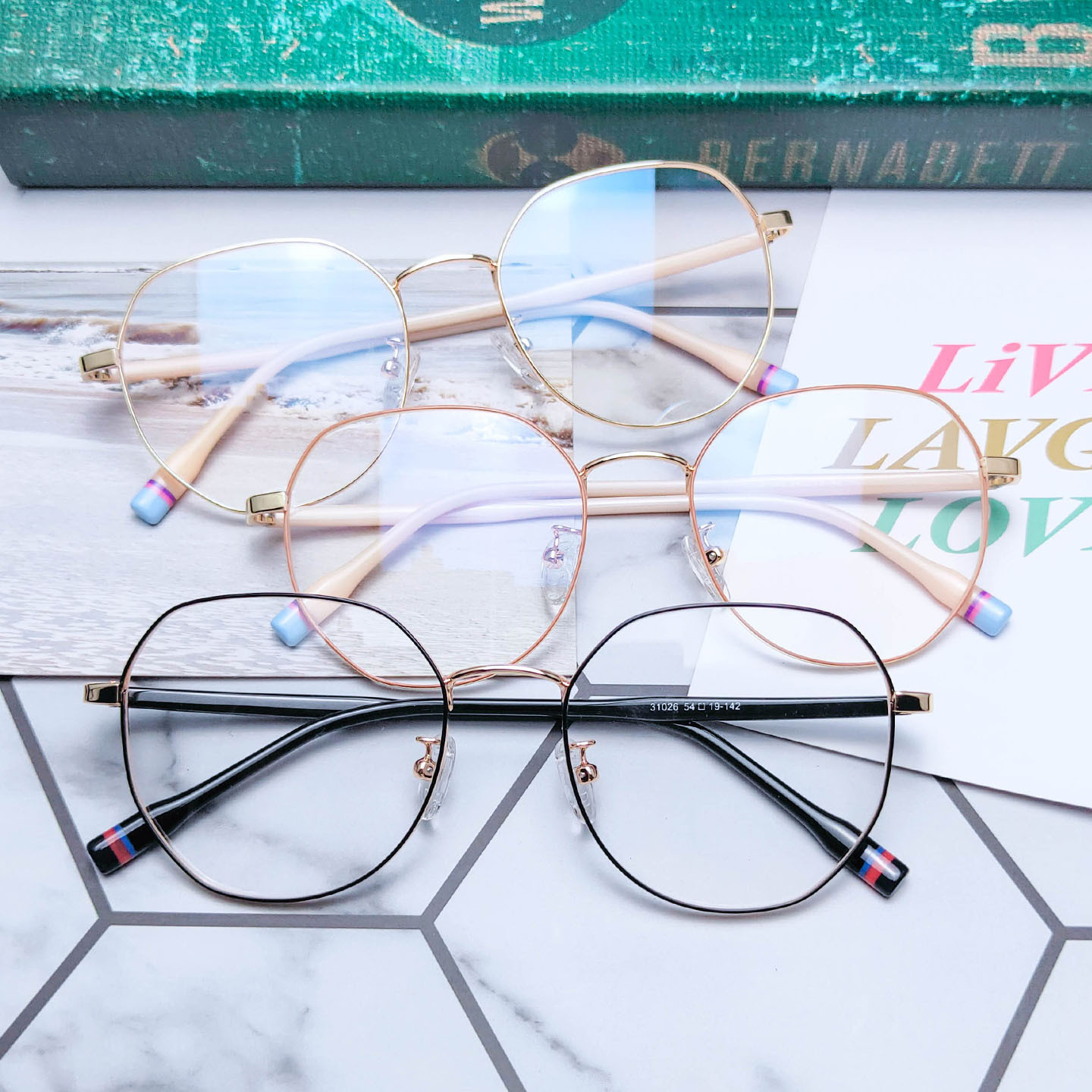 复古多边形新潮眼镜框批发 插芯脚大框近视镜 ins网