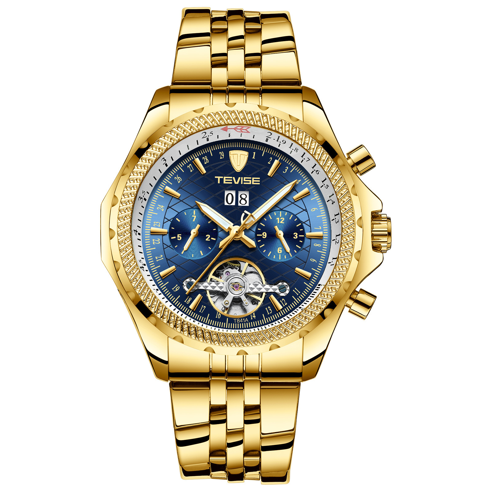 瑞士tevise特威斯跨境商务手表 防水陀飞轮男机械表男士腕表
