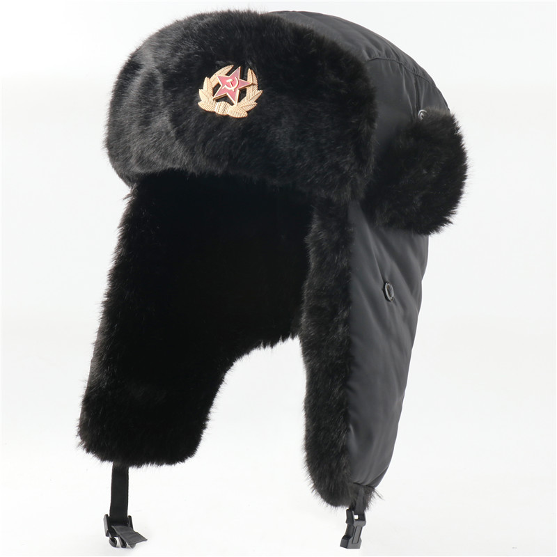 迷彩雷锋帽苏联徽章雷锋帽加厚防寒东北帽男女冬季保暖护耳棉帽