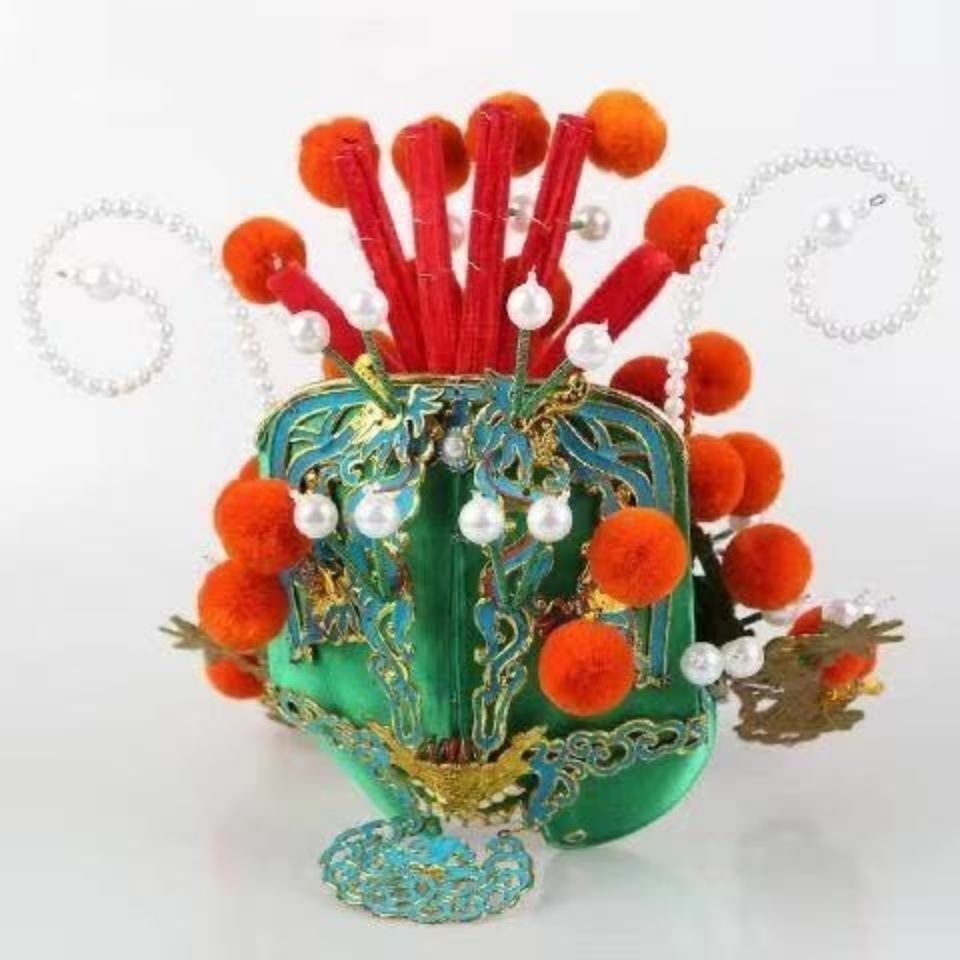 戏曲关公盔老爷帽绿夫子盔戏剧盔帽头饰武生包巾将盔项羽霸王头盔