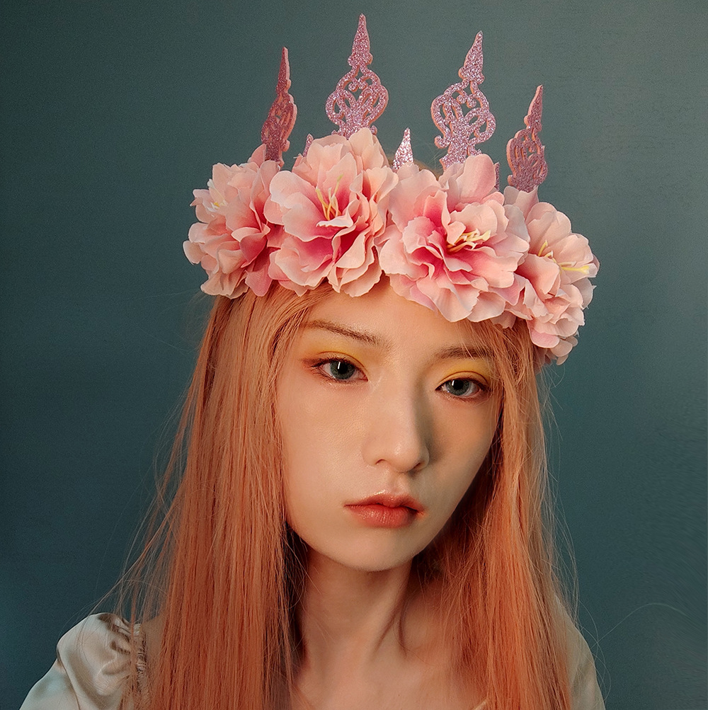 花朵皇冠花环度假蜜月新娘礼服影楼拍照圣诞节舞会头饰品 fd-89