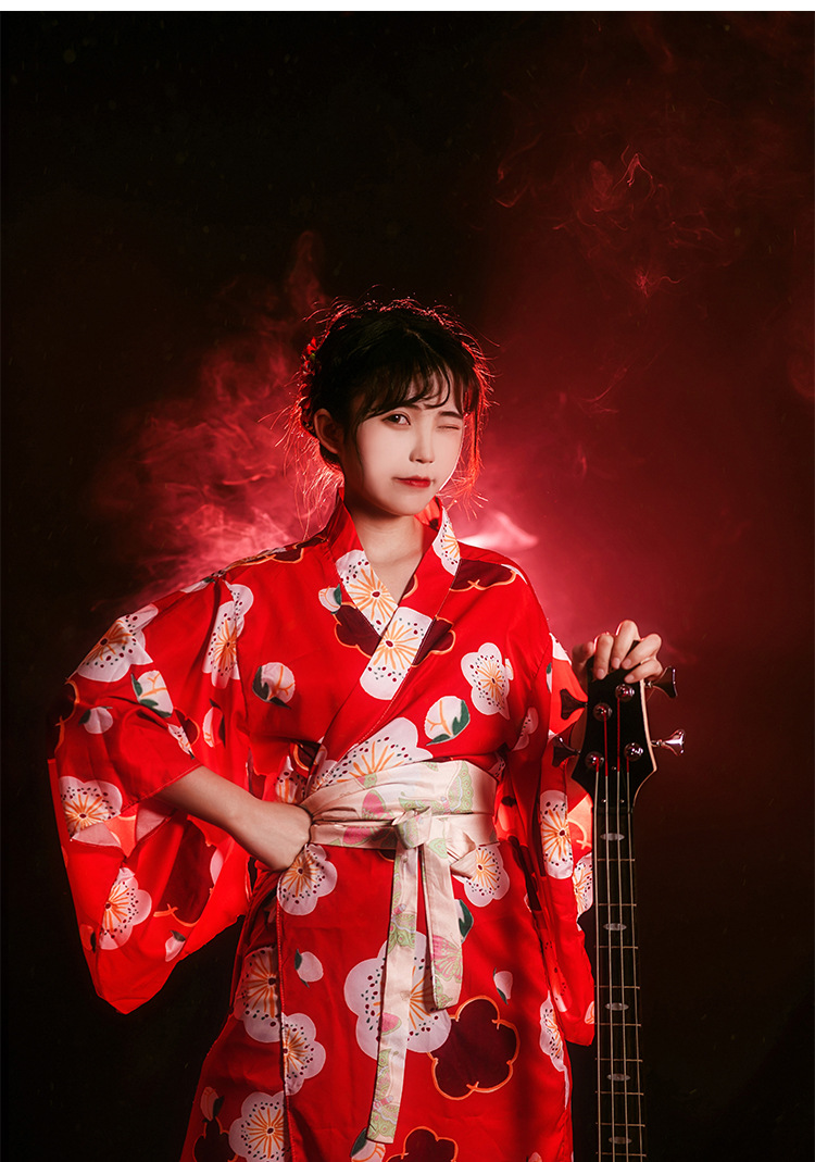 神明少女cos和服影楼个人写真主题拍照服装日系复古红色樱花和服