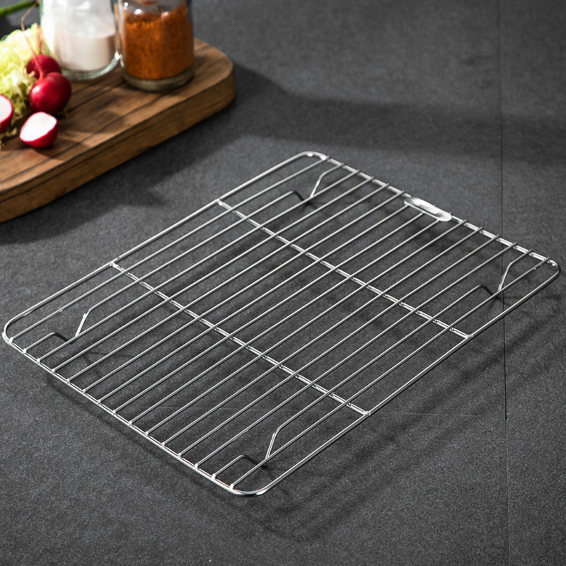 Cross-Border Amazon Flat Square Plate Cooling Stand Baking Bread Grid Steamer Thickened 304 Stainless Steel Ovenware Rack