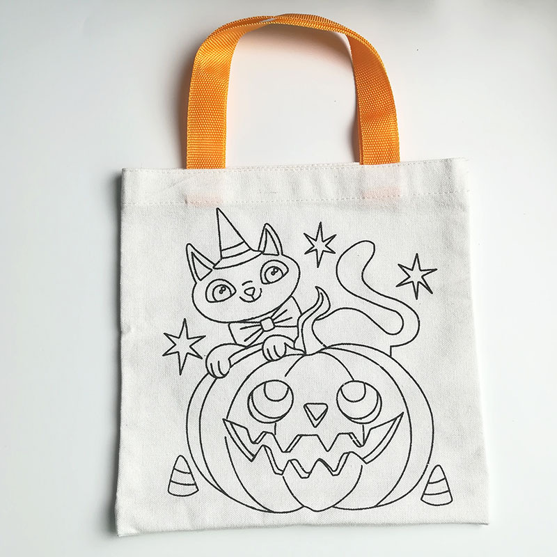 热销儿童手绘画帆布袋diy手绘填色空白涂鸦包 手提袋定制6安