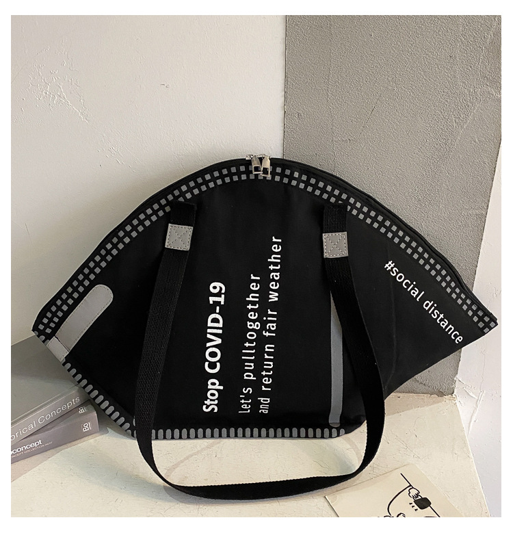 批发泰国网红口罩包包女2020新款大容量字母单肩包时尚帆布手提包