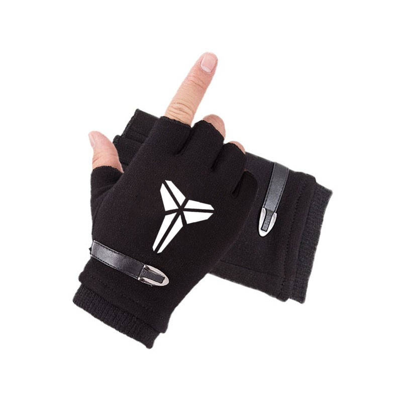 科比库里篮球冬季手套保暖 快船湖人篮网勇士雄鹿手套半指漏指 绒