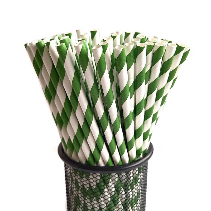厂家生产彩色纸吸管一次性纸质饮料装饰创意条纹纸吸管可定制logo