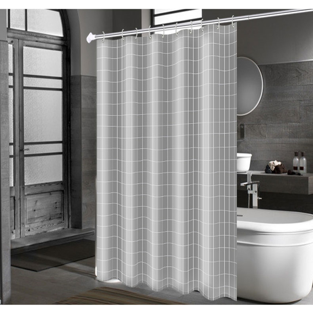 北欧浴室帘涤纶浴帘布淋浴帘防水酒店浴帘几何图形百搭清新可机洗