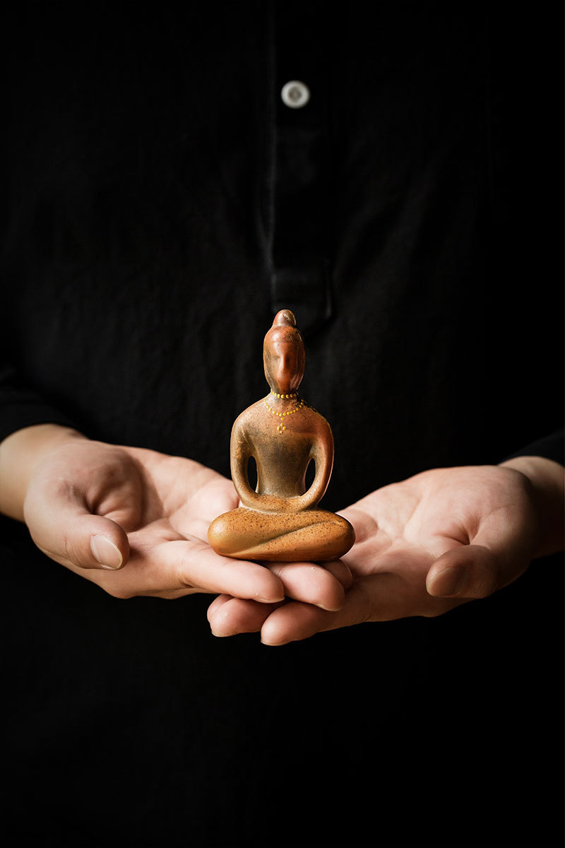 向美 手工柴烧无相小佛像摆件茶道 柴窑茶宠精品可养功夫茶具茶玩