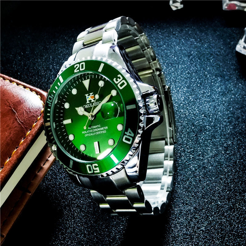 奥古拉斯瑞士绿水鬼手表男士全自动机械表夜光防水潜水表一件代发
