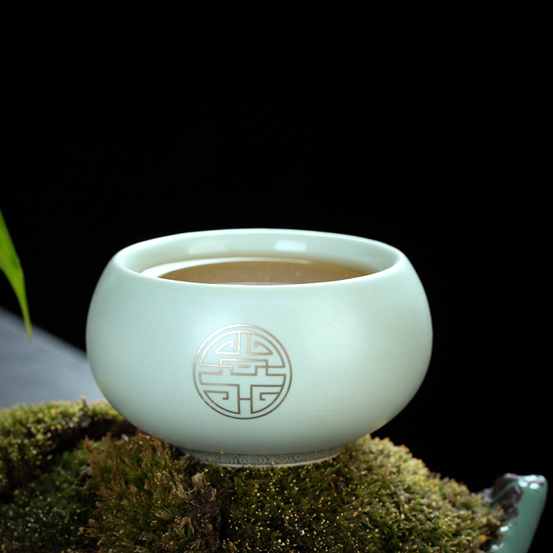 汝道汝窑品茗杯功夫茶具陶瓷主人杯子描金汝瓷开片喝茶单杯小茶杯