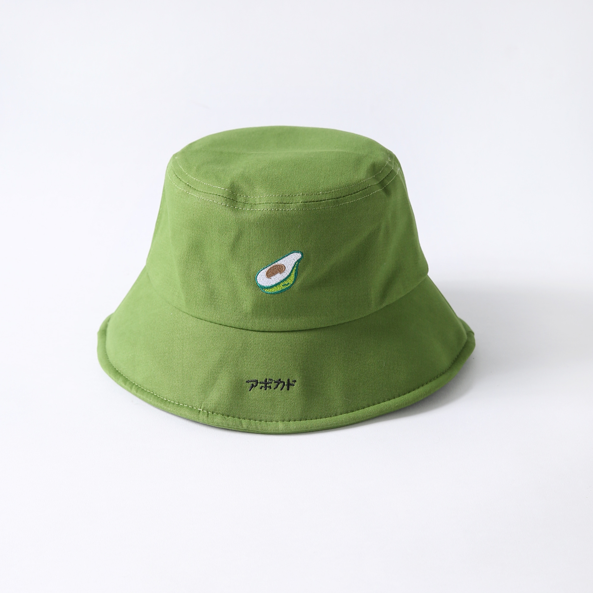 纯色ins牛油果绿色渔夫帽女韩版同款可爱卡通日系文艺学生绿帽子