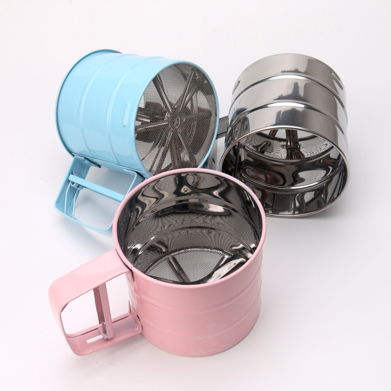 Factory Wholesale Stainless Steel Hand-Held Flour Sieve Powder Sieve Baking Tool Non-Stick Powder Sieve Cup Type Semi-automatic Powder Sieve