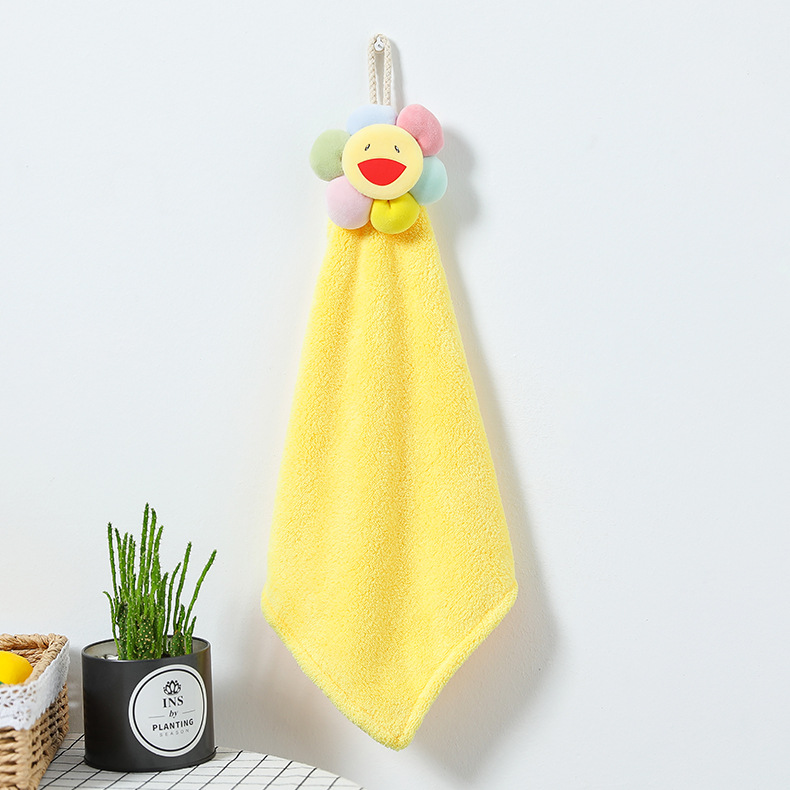 Coral Fleece Colorful Sun Flower Hand Towel Children's Cute Creative Hand Towel Household Absorbent Flower Hand Towel