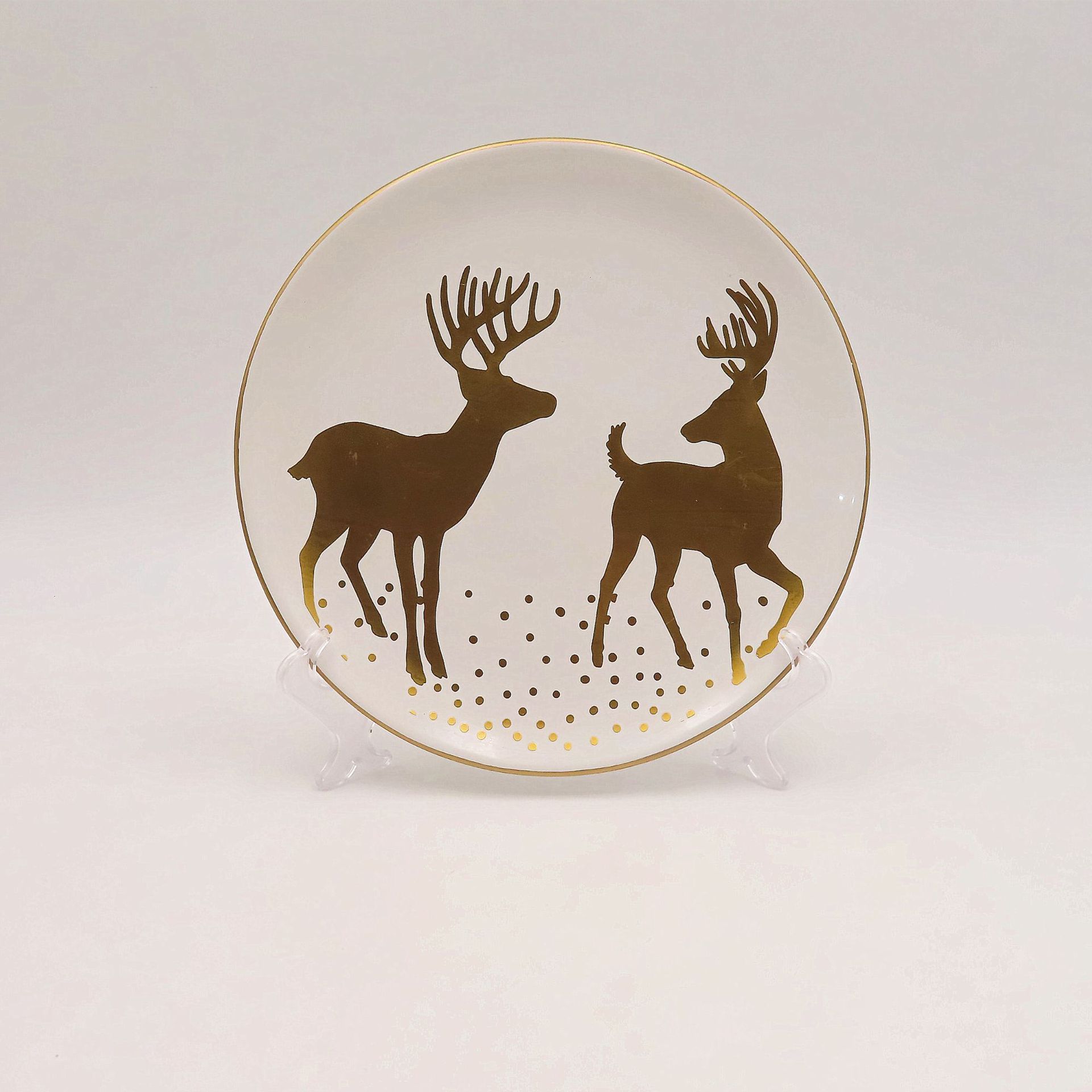 圣诞陶瓷圆盘现代创意贴花酒店餐厅餐盘菜盘子圆平盘牛排西餐碟子