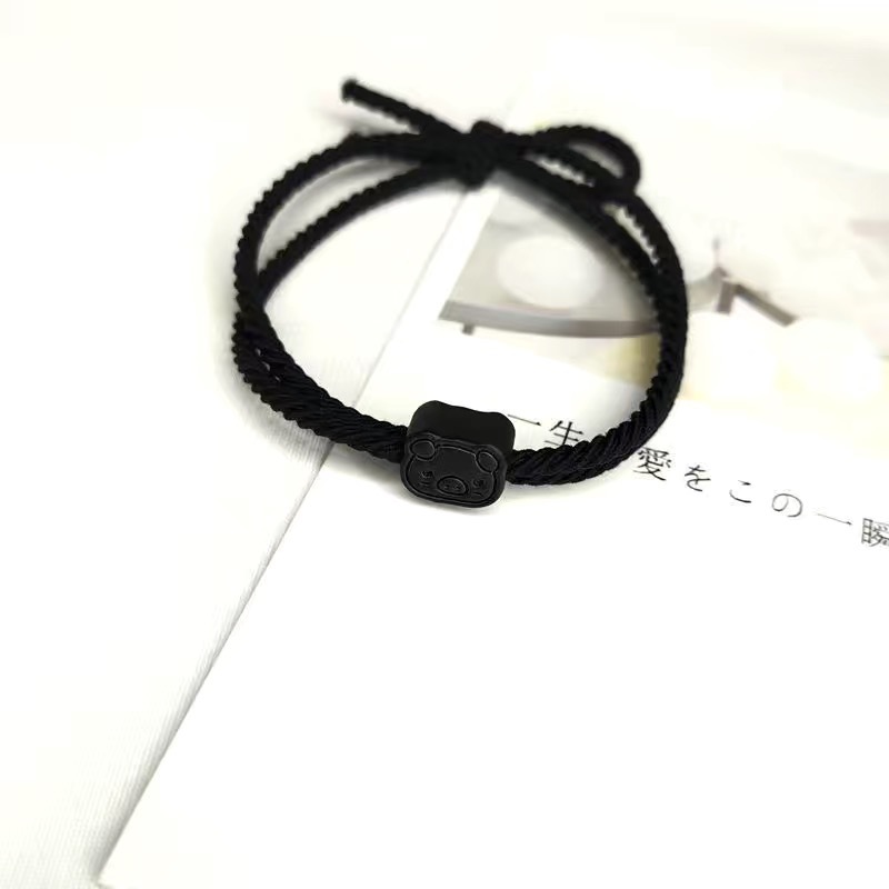 Cute Pig Little Ancestor Couple Bracelet Pair Smaller Leather Sheath Rubber Band Girlfriends' Gift Boyfriend Birthday Gift Headband