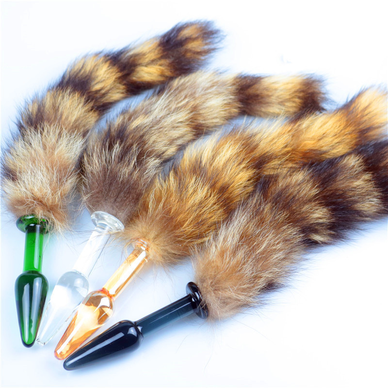 情趣玻璃尾巴外出女后庭仿真尾巴肛塞肛门玩具菊花情趣性用品小号