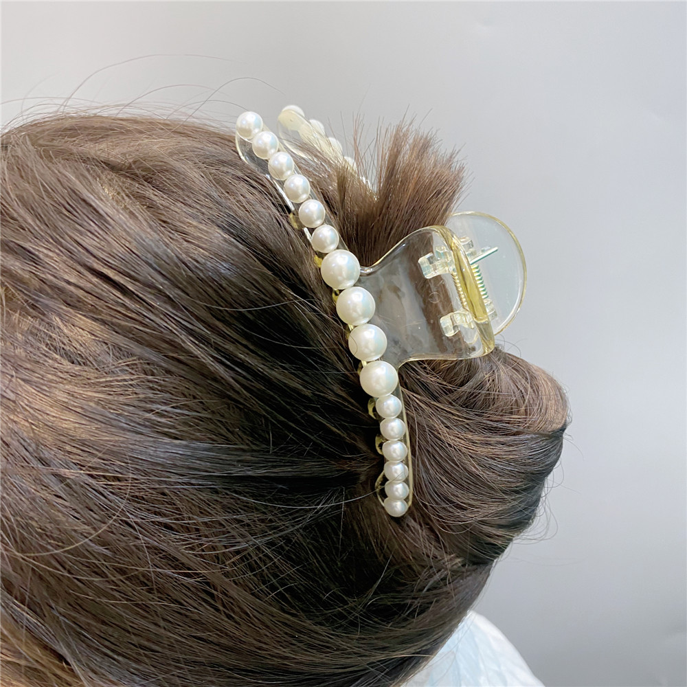 a165珍珠抓夹大号头发夹子洗澡发夹后脑勺碎发夹韩国优雅气质发爪