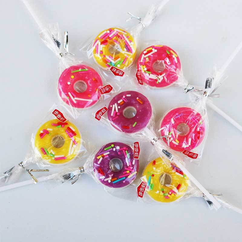 步步旺甜甜圈面包圈棒棒糖1盒30支儿童创意糖果幼儿园零食