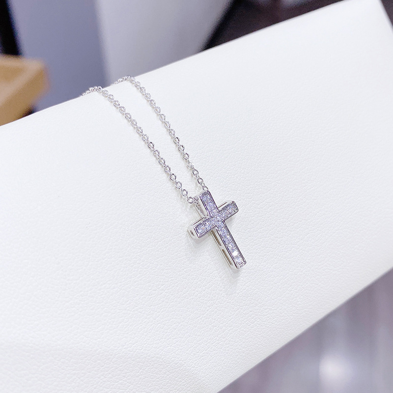 Real Gold Plating Temperament Clavicle Chain Female Cross-Border Wish Amazon Hot Sale European and American Cross Necklace Zircon Necklace