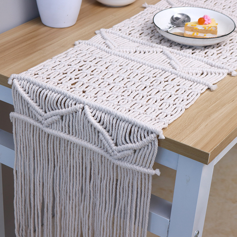 Table Runner Woven Cotton Line Table Runner Chinese Simple Tassel Bed Runner Coffee Table Long Table Runner