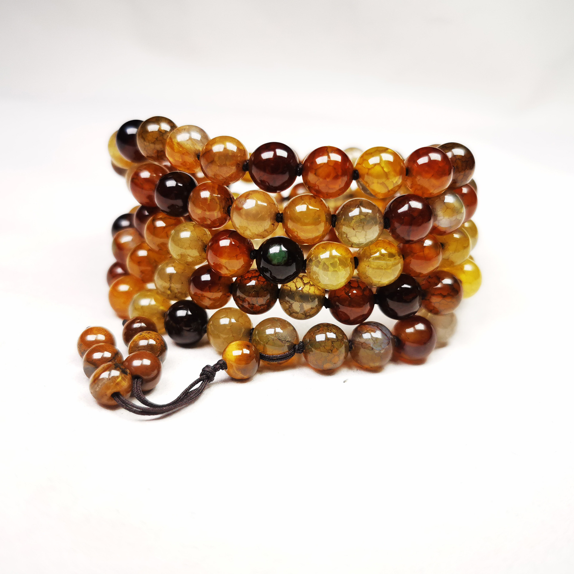 【爆款】冰裂玛瑙石项链108颗0.8cm1.0cm矿玉石佛珠手串时尚饰品