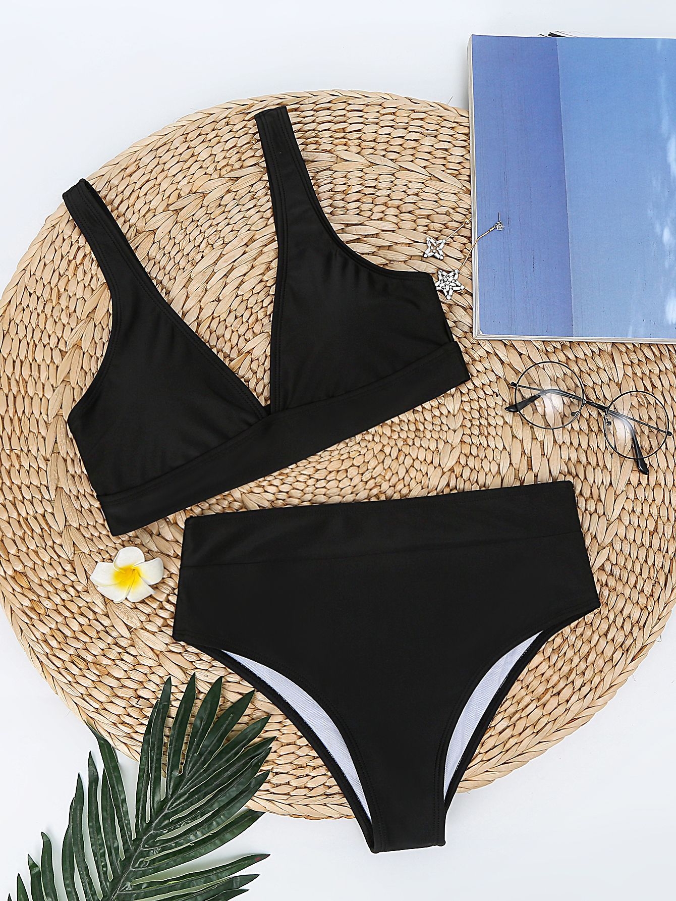 欧美2020外贸速卖通爆款性感v领龙印花比基尼高腰分体泳衣