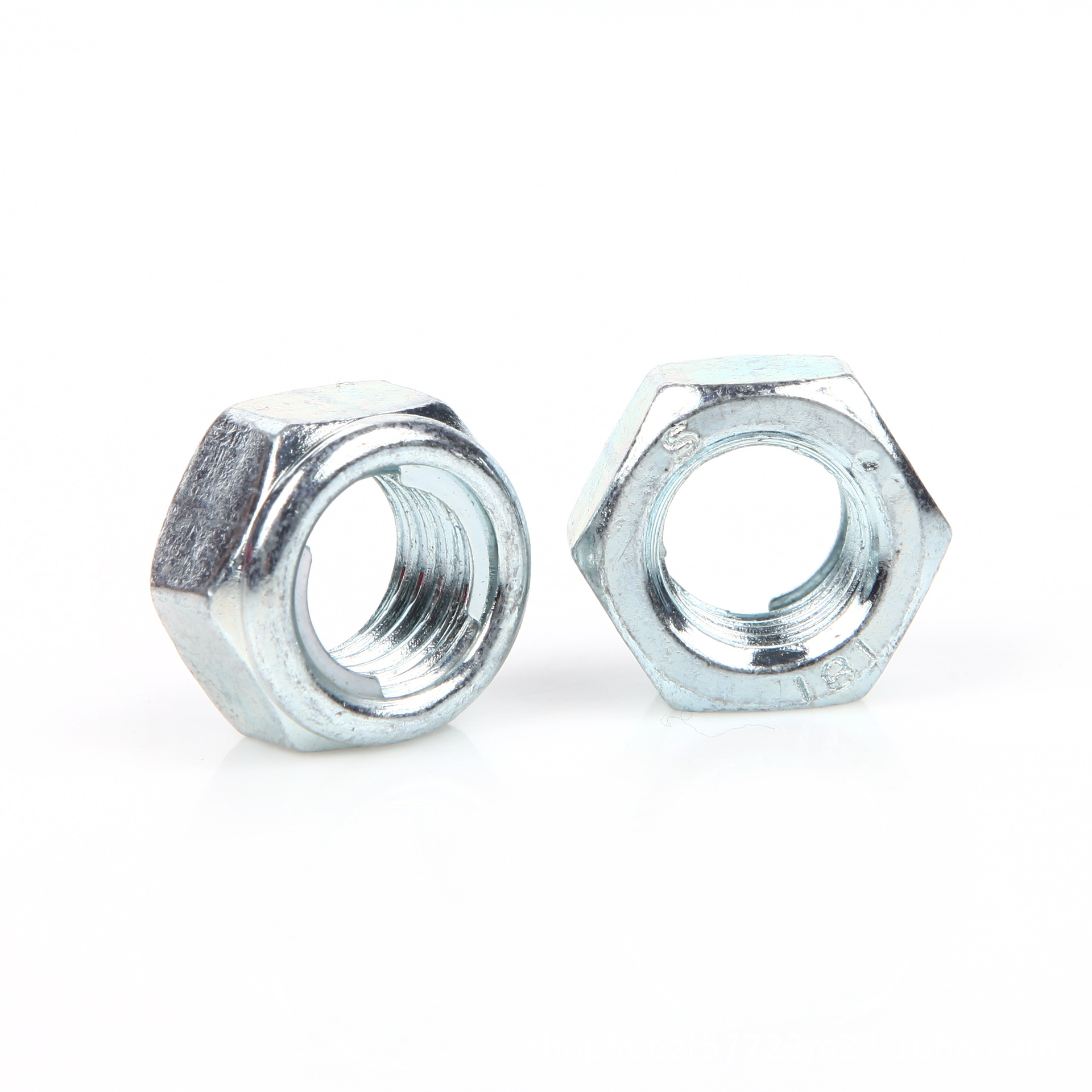 8级镀锌全金属锁紧螺母 gb6184 蓝白锌铁片式锁紧螺母