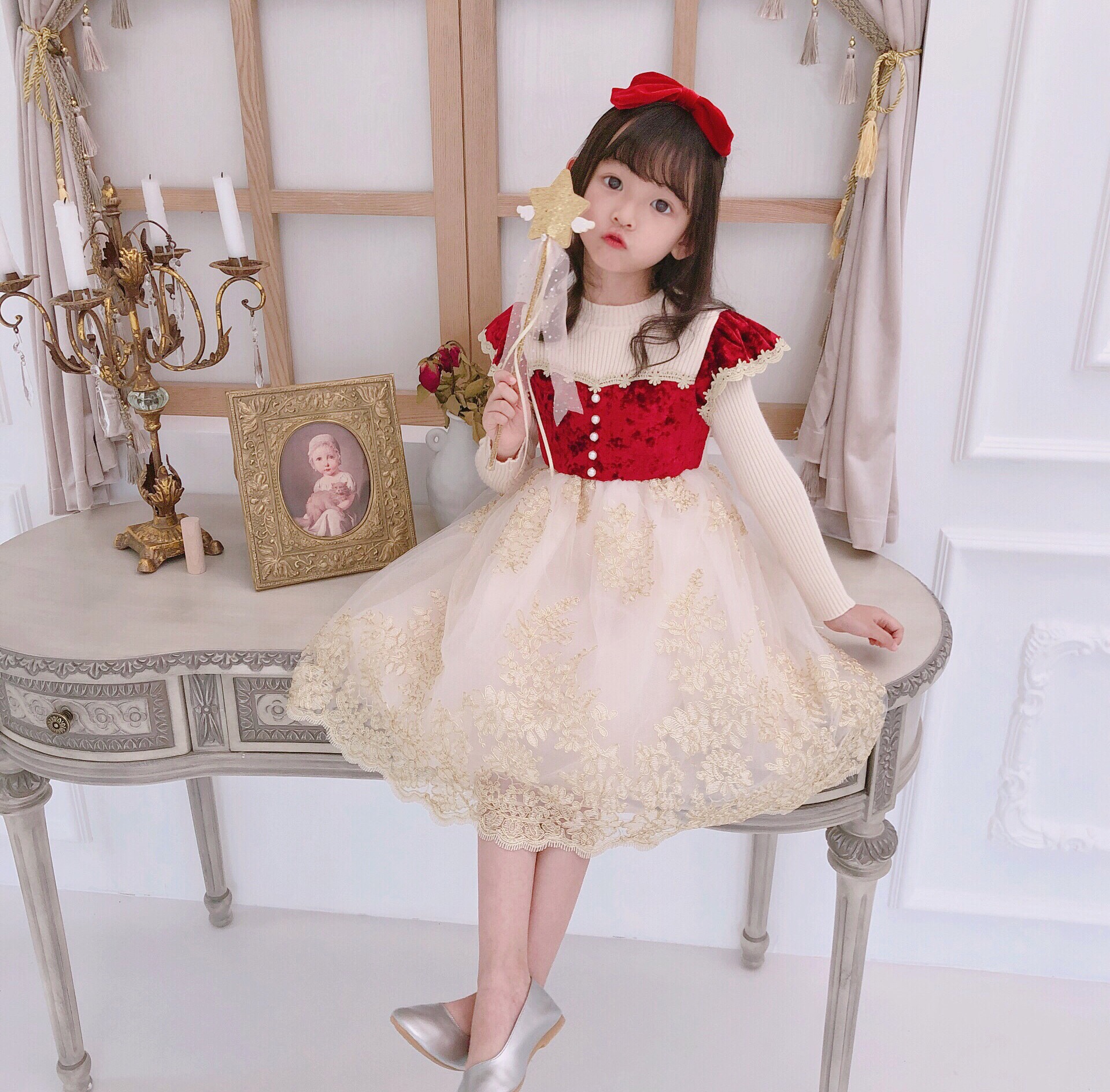 童装2020秋款连衣裙小女孩长袖针织毛衣蓬蓬裙高品质童装公主裙