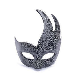 创意半脸男女士面具火焰款品质裂纹黑色万圣节道具新品聚会舞会