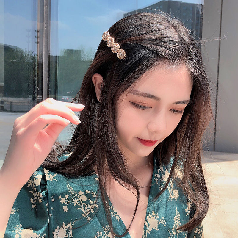 Korean Crystal Barrettes Korean Style Trending Girl Side Clip Fringe Accessory Rhinestone Bobby Pin Head Clip Hair Clip Headdress