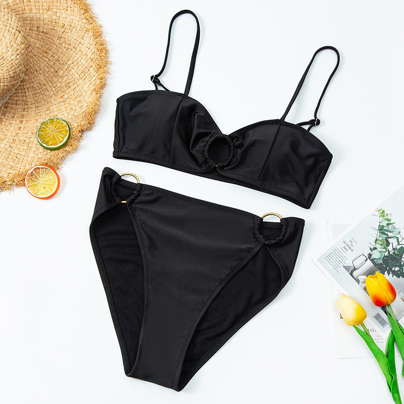 黑色比基尼外贸泳装葫芦岛泳衣三点式2020新款欧美比基尼欧美豹纹