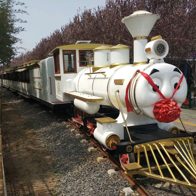 36席座新款仿古蒸汽小火车轨道仿真冒烟古典景区观景小火车厂家