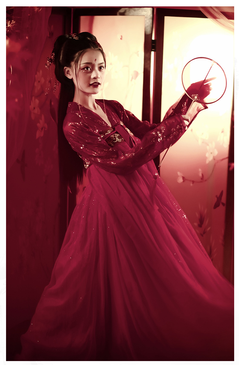 古装汉服女中国风红色汉服花嫁新娘服齐胸襦裙大袖衫古风超仙气裙