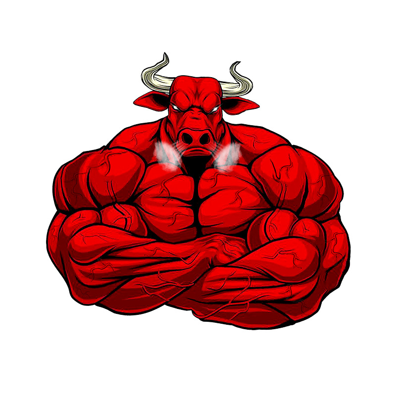 跨境 红色生气健美红牛个性创意贴纸笔记本搞笑车身贴纸 摩托贴纸