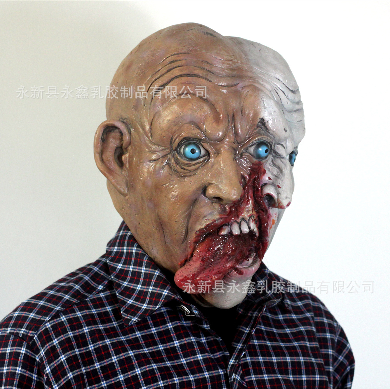 万圣节双面丧尸面具乳胶生化怪人恐怖头套舞台装扮道具跨境热销