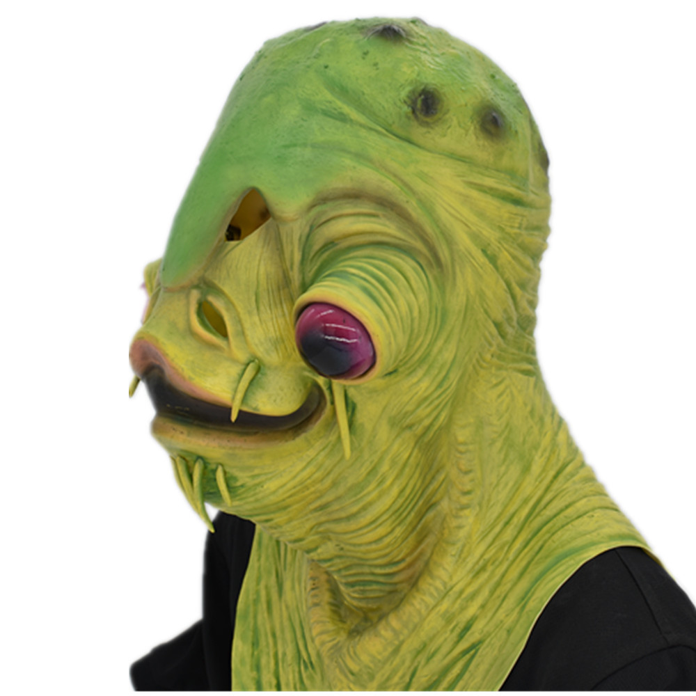 绿鱼人面具恐怖怪怪鱼变异恶魔动物头套鲶鱼化妆舞会搞笑表演手套